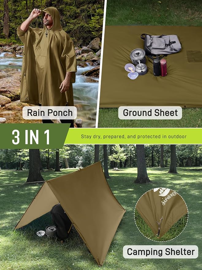 SaphiRose Extra Thick Hooded Rain Poncho Double Layer Waterproof Raincoat Jacket - Image 2