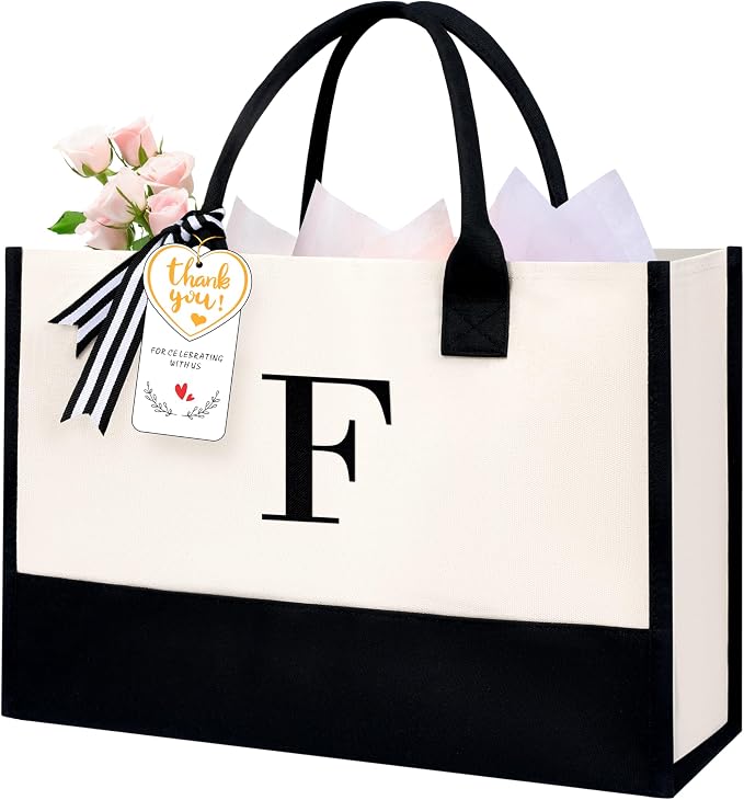 BAGAIL Initial Tote Bag, Personalized Birthday Gifts by BAGAIL