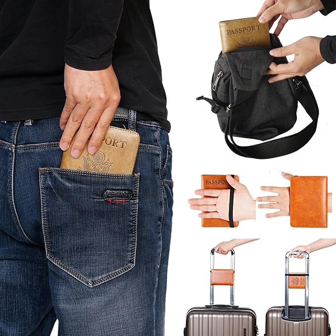 Passport Holder Cover Wallet Travel Essentials RFID Blocking Leather Card Case - Image 9