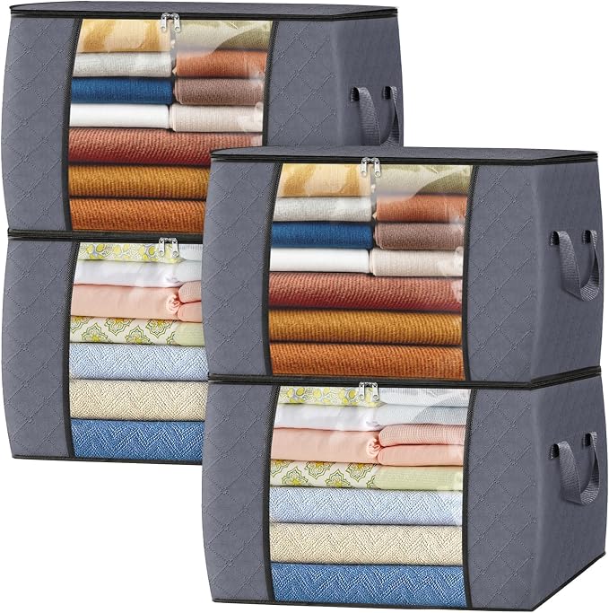 Fab totes 24 Gallons Clothes Storage, Foldable Thick Fabric Blanket Storage Bags by Fabtotes