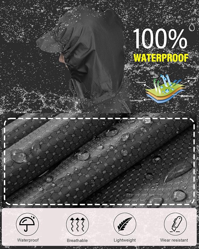 iCreek Hooded Rain Poncho with Pocket Waterproof Lightweight Unisex Raincoat - Image 2