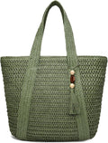 Straw Beach Bags for Women Woven Beach Tote Bag Casual Boho Large Shoulder by YAVCOOL