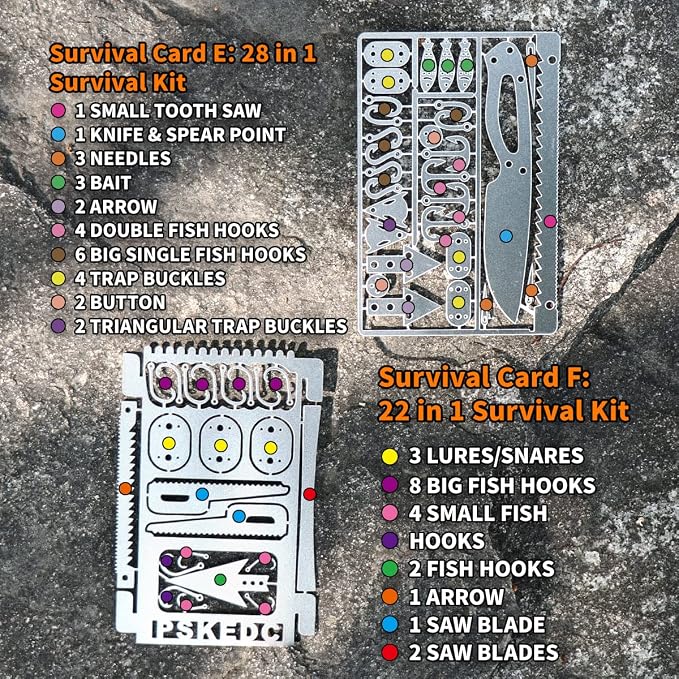 PSKOOK 12 Pcs Survival Multitool Card Emergency Camping Tool EDC Kit in Your - Image 4