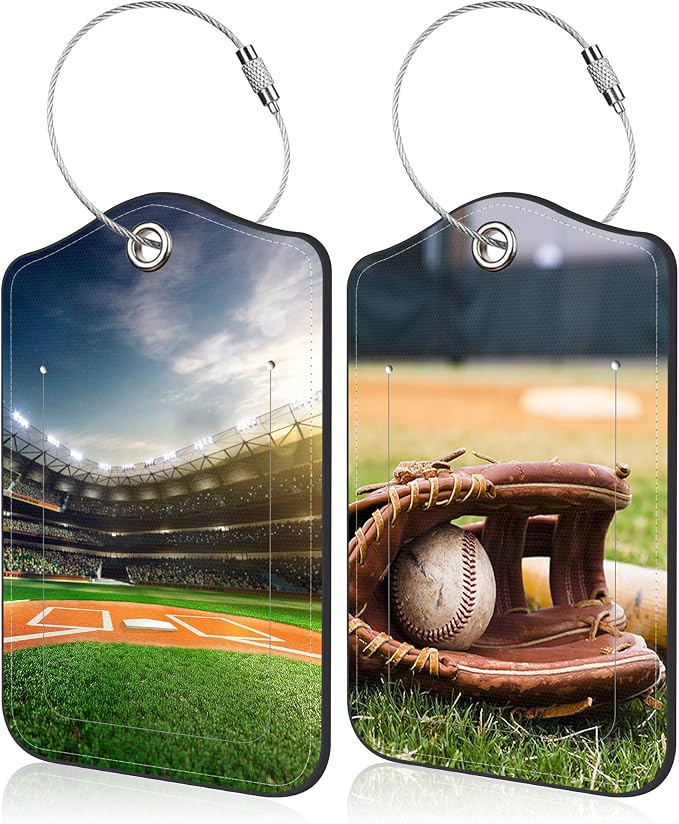 2 Pack Luggage Tag for Suitcase Old Baseball and Glove on Baseball Grand by Unknown