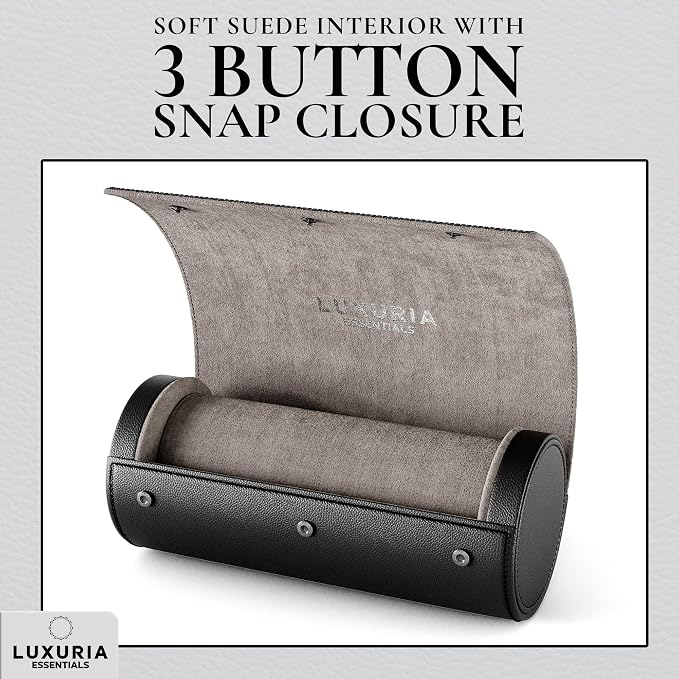 Watch Roll Travel Case for 2 Watches | Hidden Jewelry Storage Compartment - Image 8