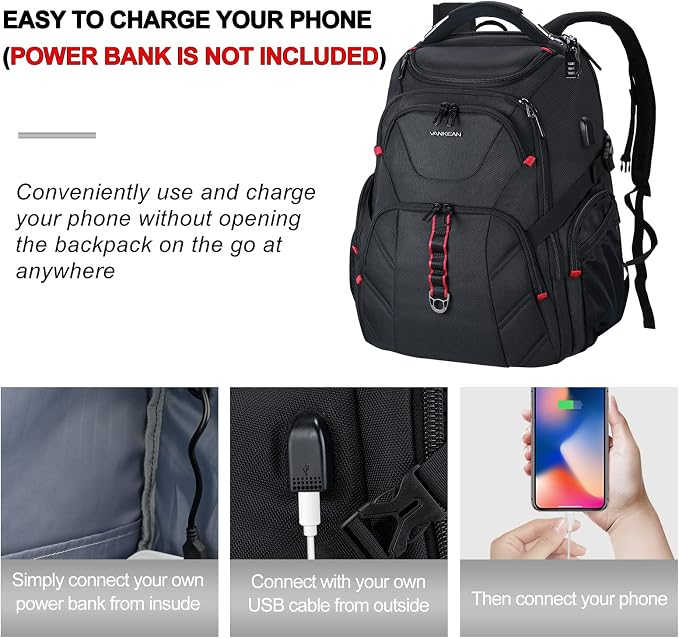VANKEAN 17.3'' Travel Laptop Backpack TSA Friendly, Water Resistant Anti Theft - Image 6