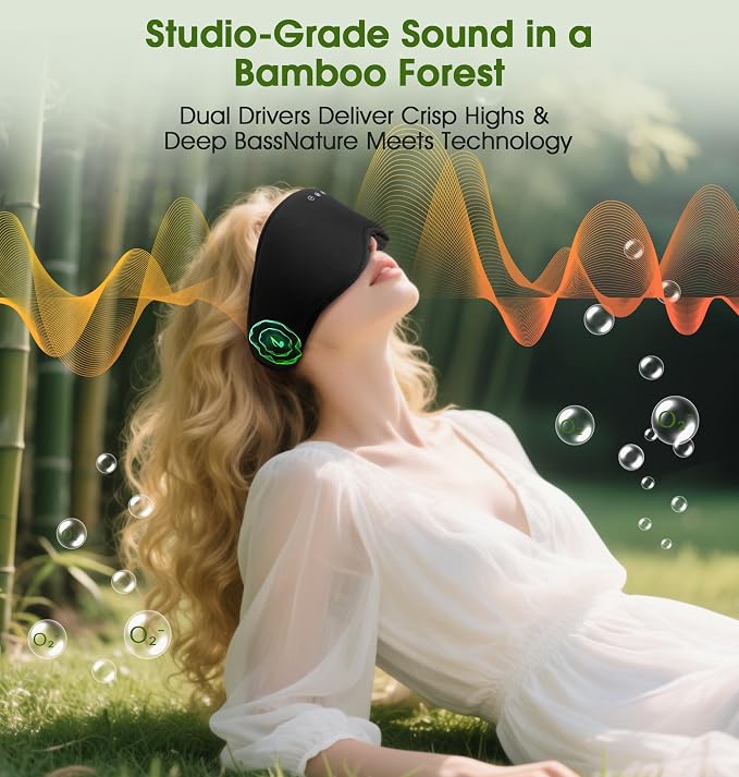LC-dolida Bamboo Cotton Bluetooth Sleep Mask, 2 in 1 3D Soft Sleep Mask - Image 6