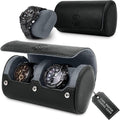 2 Watch Travel Case for Men – Sleek Faux Leather Organizer for Smart & Luxury by Unknown