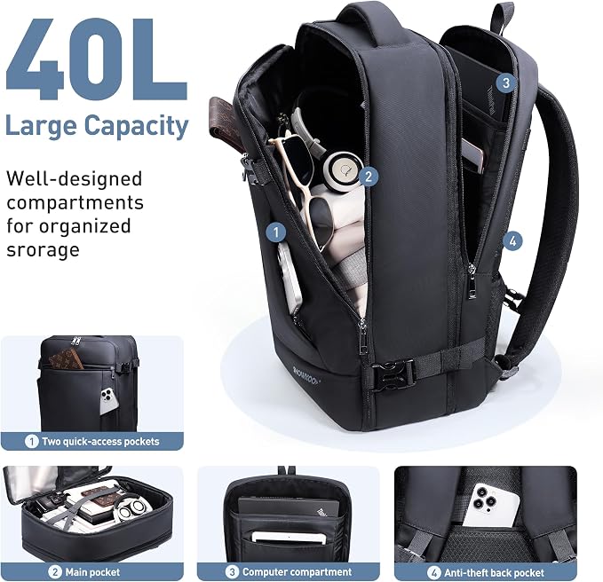 SHOWKOO Travel Backpack For Man Women, Airline Approved Carry On Laptop - Image 3