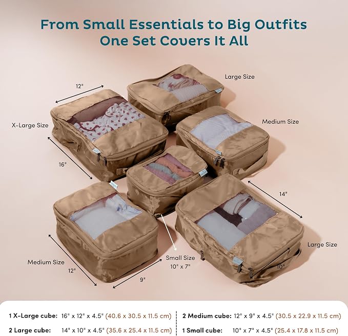 6-Pack Compression Packing Cubes Travel Essentials - Image 4