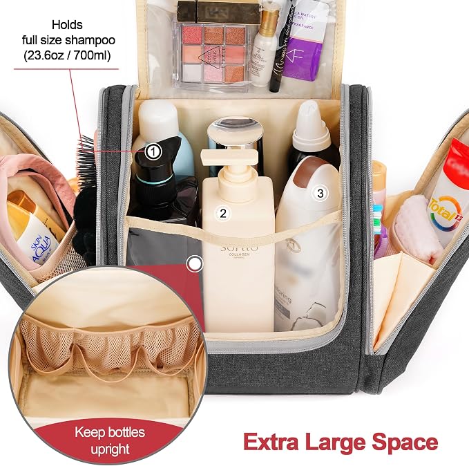 Hanging Toiletry Bag for Women & Men, Cruise Ship Travel Essentials, Holds Full - Image 3