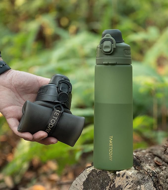 TakeToday Collapsible Water Bottles 20oz, Leak Proof, Foldable Silicone Travel - Image 4