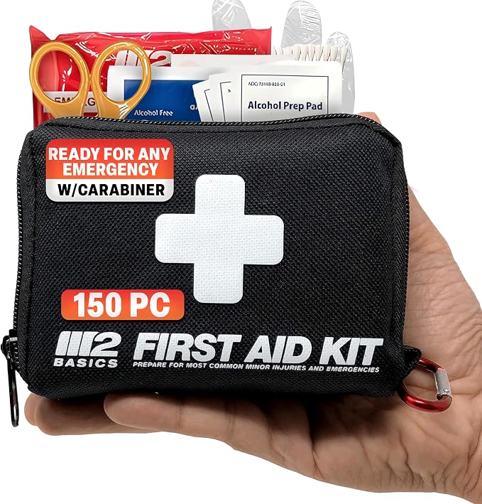 M2 BASICS All-Purpose 150 Piece First Aid Kit | Car, Survival | Small Emergency by M2BASICS