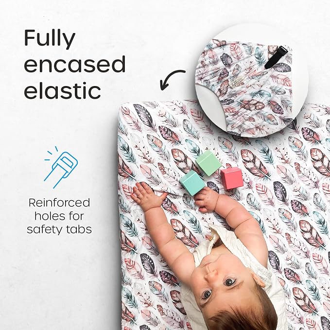 Quiggly Travel Crib Sheets for Guava Lotus, 2 Pack Organic Cotton Jersey Knit - Image 5
