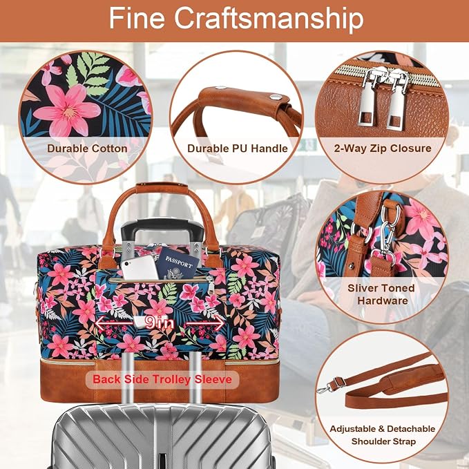 Weekender Bag for Women, Travel Duffel Bag Carry On Overnight Bag - Image 5