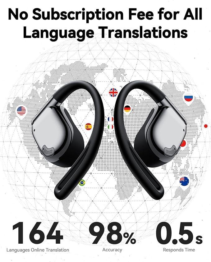 AI Translation Earbuds Real Time, 164 Languages & Accents, 4-in-1 Translator - Image 3