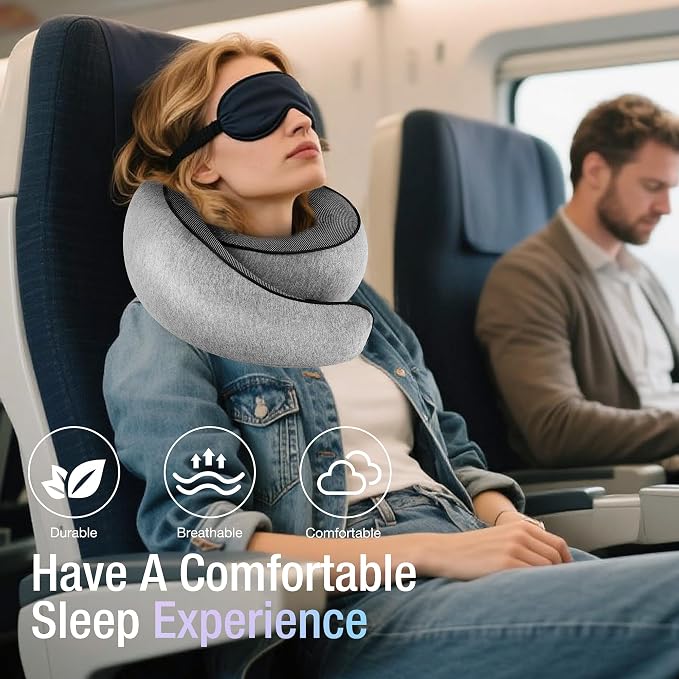 Travel Pillows for Airplanes, Neck Pillow for Traveling Using Memory Foam - Image 4