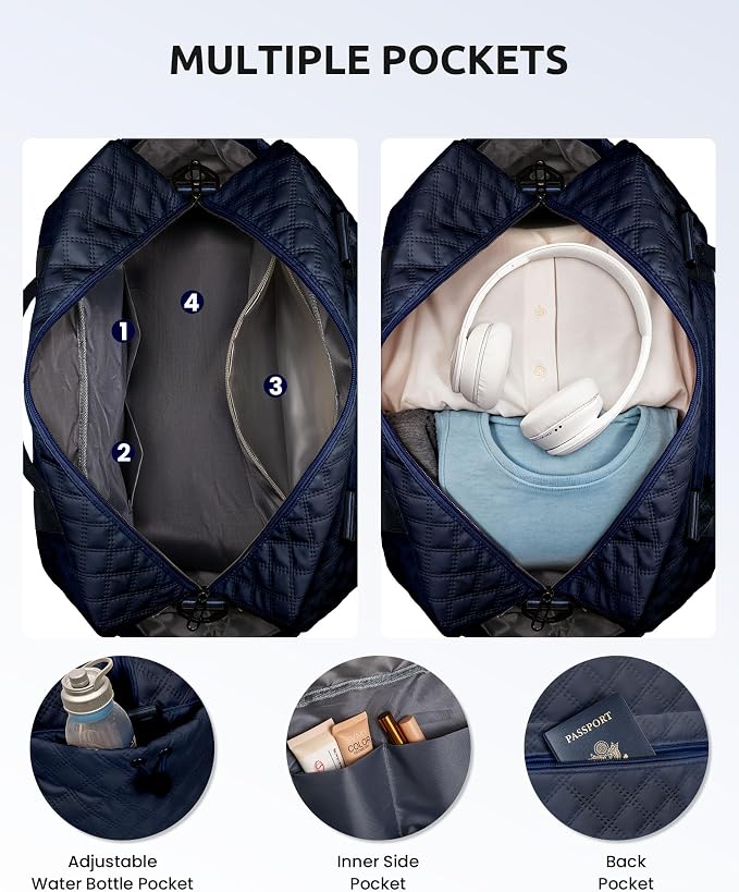 Initial Duffle with Shoe Compartment, Personalized Weekender Bag with Shoulder - Image 5
