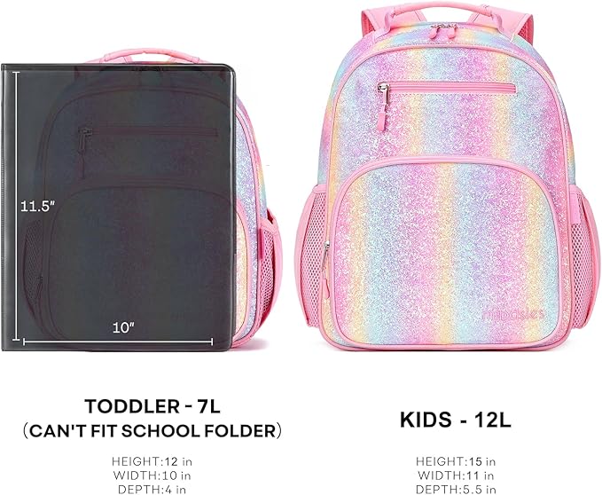 mibasies Girls Backpack 5-8: Glitter Kids Backpacks - Image 4