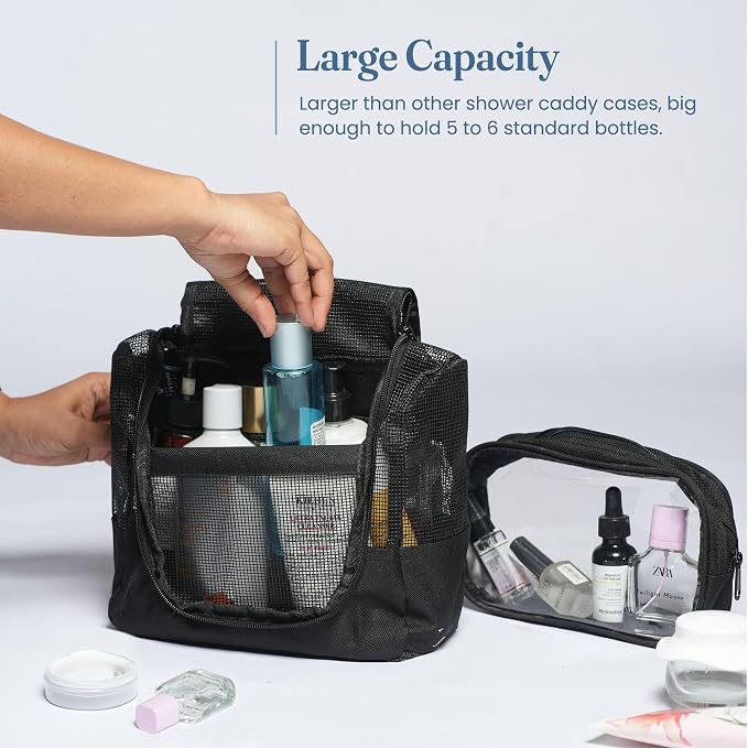 The Fine Living Co. Portable Hanging Shower Caddy Organizer Bag Quick Dry Mesh - Image 4