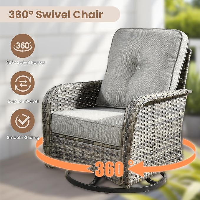 HOOOWOOO Patio Furniture Set, 3 Pieces Outdoor Conversation Set, All Weather - Image 2