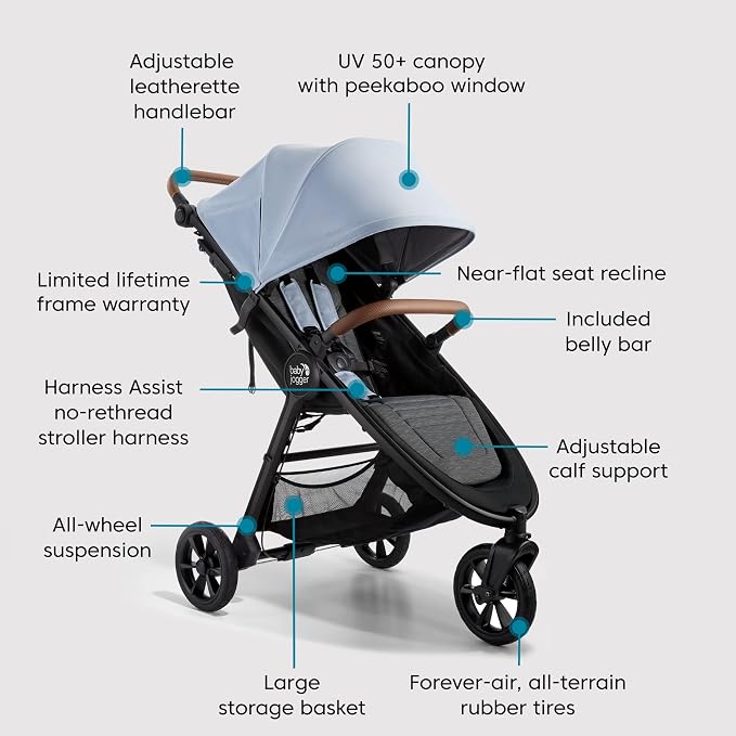 Baby Jogger City Mini GT2 Single Stroller Eco-Friendly Series Slate Fog - Image 6