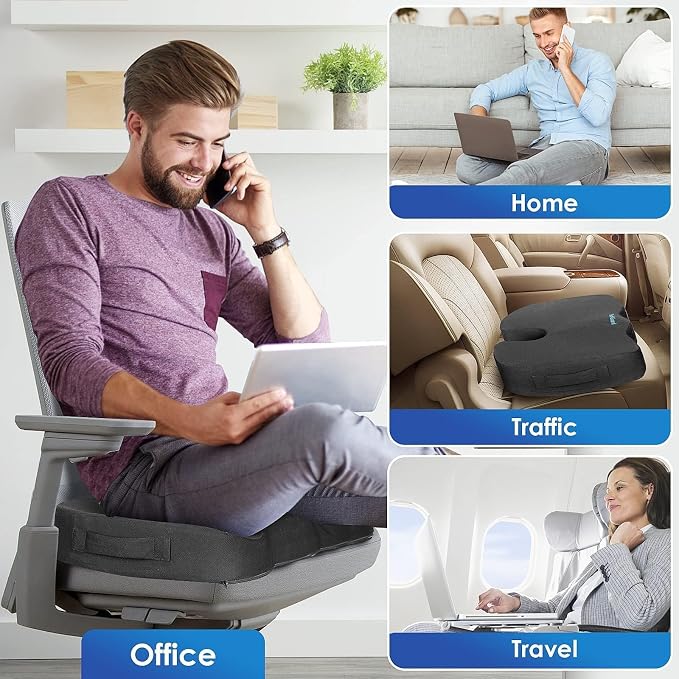 TushGuard Seat Cushion for Office Chair Memory Foam Non-Slip Desk Seat Cushion - Image 7