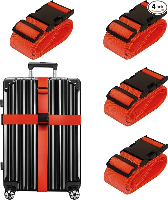 Luggage Straps for Suitcases TSA Approved Travel Belt 4 Pack by Chelmon by Chelmon