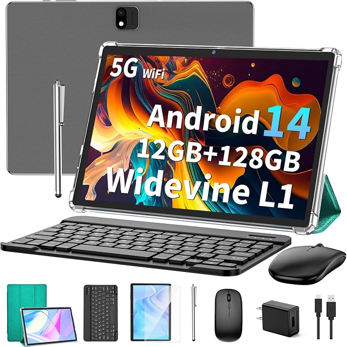 Android 14 Tablet with Keyboard, 12GB RAM, 128GB Storage, 1TB Expandable by Unknown