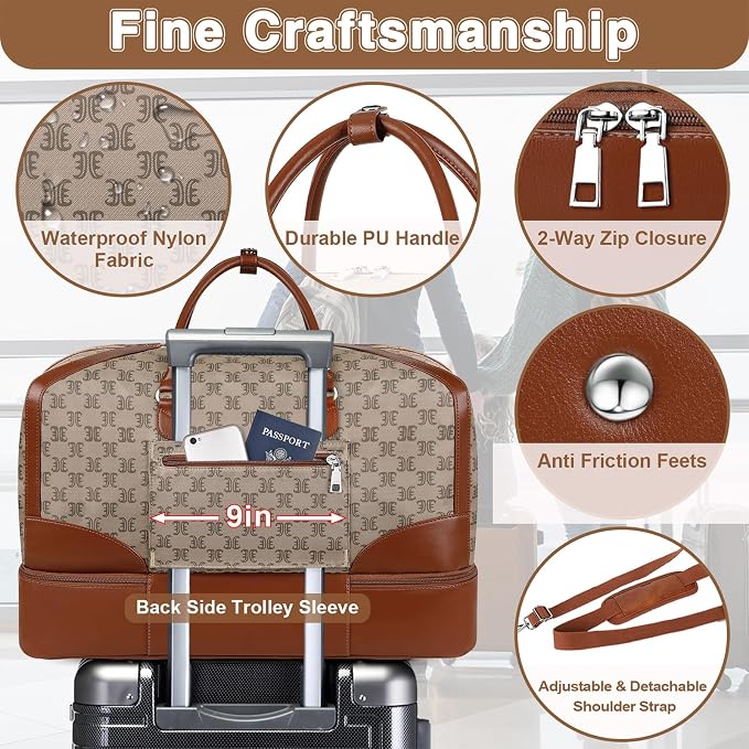 Weekender Bag for Women, Travel Duffel Bag Carry On Overnight Bag - Image 6