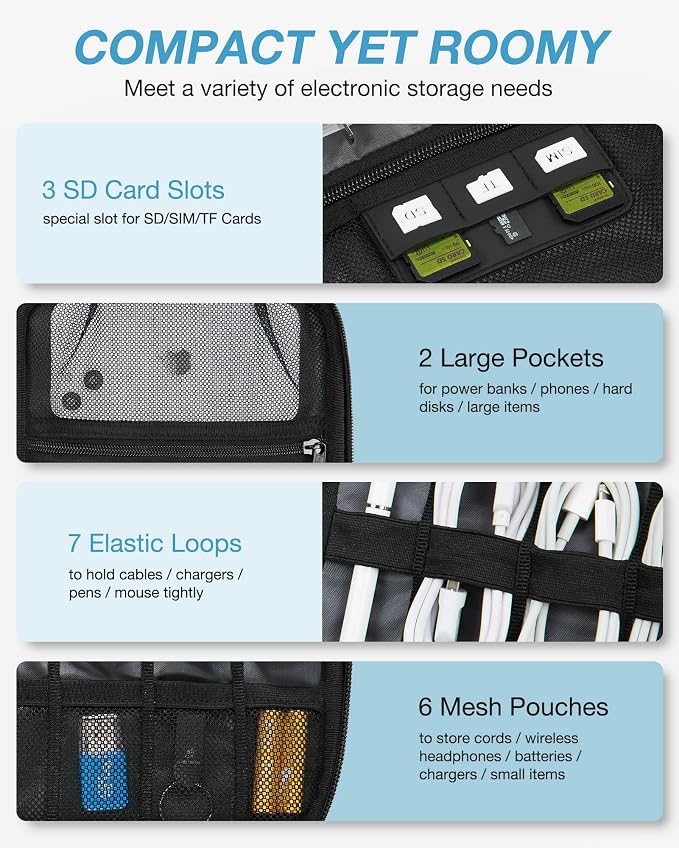 BAGSMART Electronics Travel Organizer Case, Compact Cable Organizer Bag - Image 3
