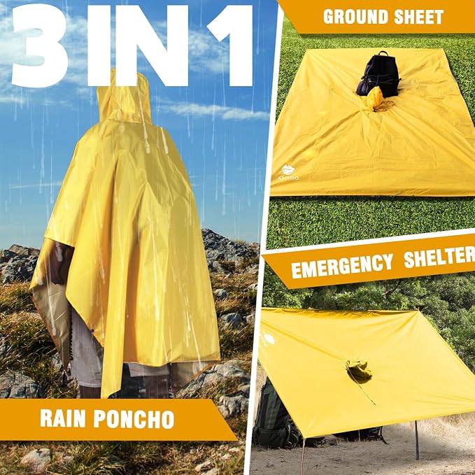 ANYOO Hooded Rain Poncho for Adults Waterproof Lightweight Rain Coat for Men - Image 6