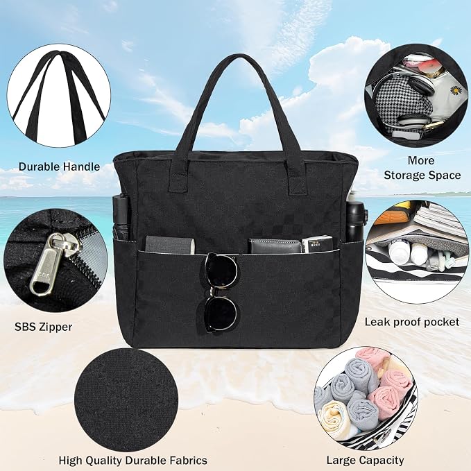 LEDAOU Beach Bag Waterproof Sandproof Women Tote Bag Pool Bag - Image 7