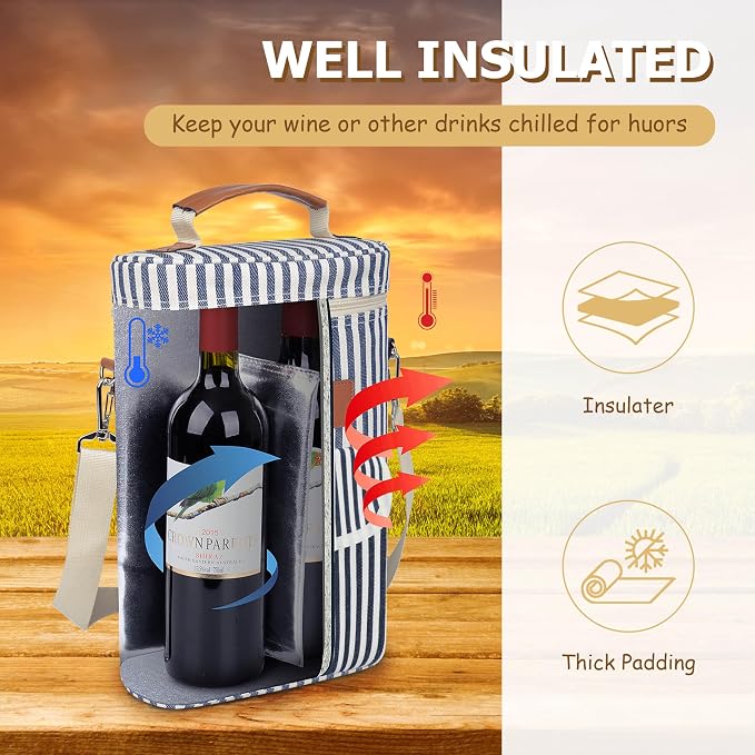 Tirrinia 2 Bottle Wine Gift Tote Carrier - Image 4