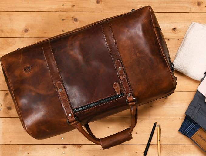 Leather Duffel Bag for Men & Women Travel, Gym Bag - Image 8