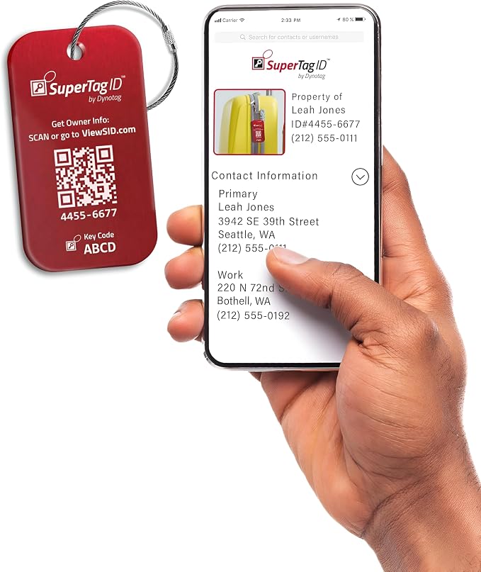 Dynotag® Sentry Series Solid Metal Web Enabled Smart Luggage Tag ID + Steel Loop - Image 2
