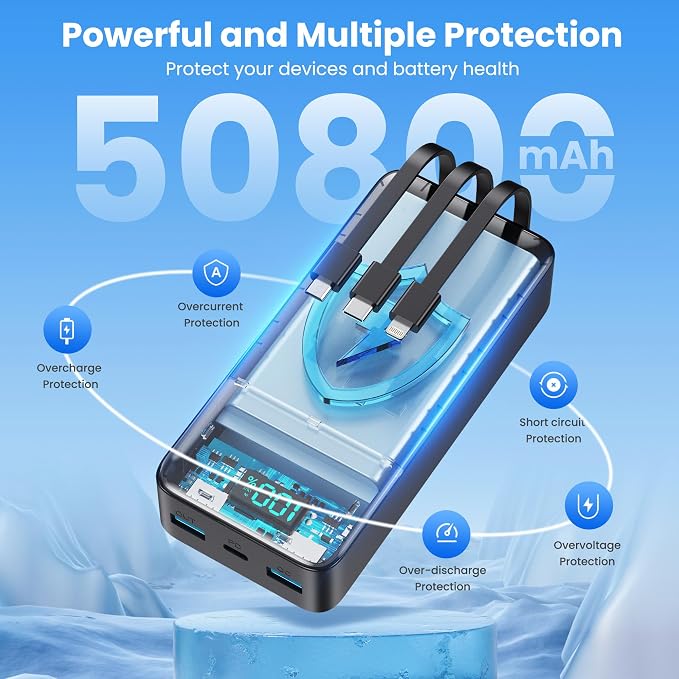 Portable Charger 50, 800mAh Power Bank, 25W PD QC 4.0 Fast Charging Portable - Image 6
