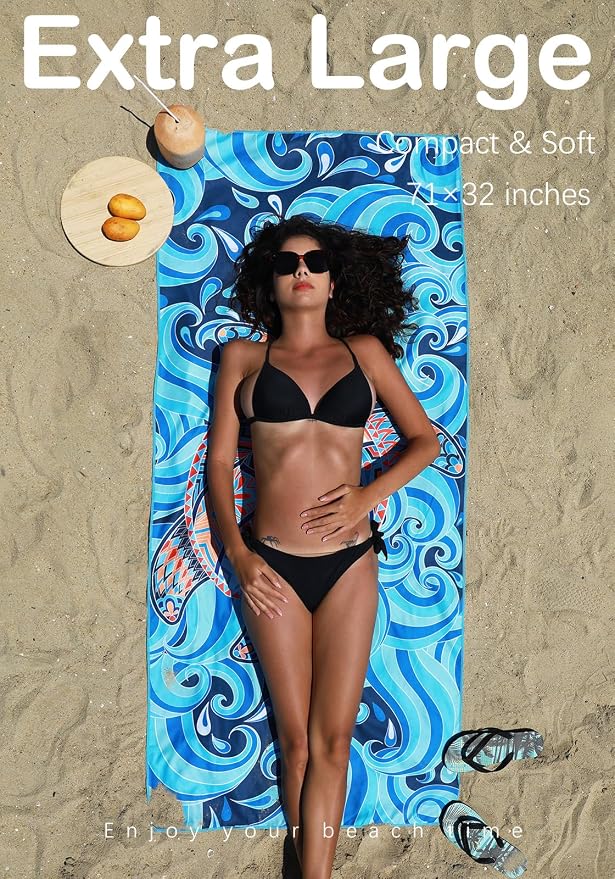4 Pack Microfiber Lightweight Beach Towel Sand Free Quick Dry Absorbent Thin - Image 3