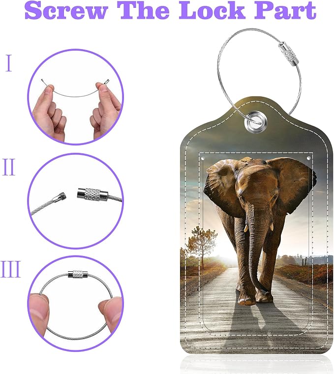 2 Pack Luggage Tags for Suitcase Elephant Walking - Image 4