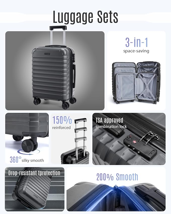LIGHT FLIGHT Luggage Sets, 3 Piece Durable Suitcase Set - Image 3