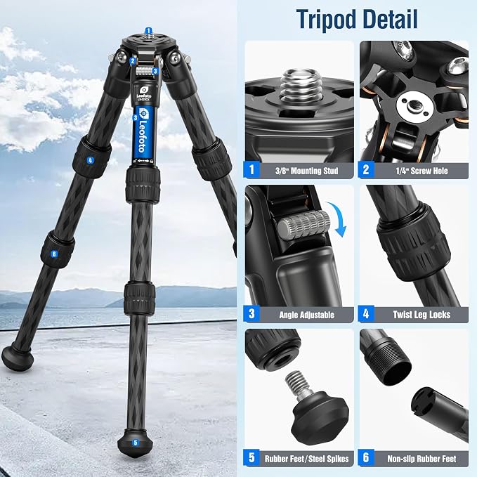 Travel Camera Carbon Fiber Mini Table Tripod, 14.5" Lightweight Desktop Tripod - Image 6