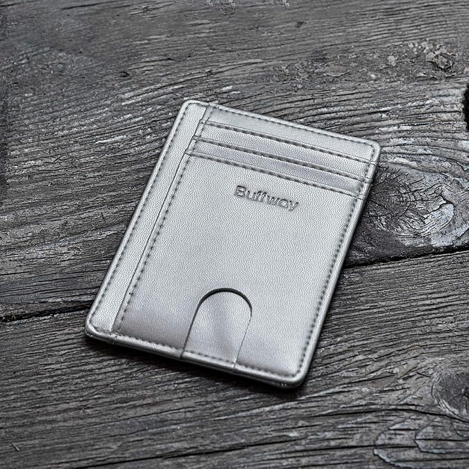 Buffway Slim Minimalist Front Pocket RFID Blocking Leather Wallets - Image 4