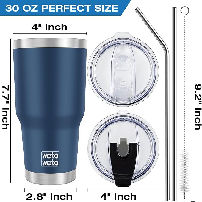 WETOWETO 30 oz Tumbler Stainless Steel Vacuum Insulated Coffee Cup Double Wall - Image 3