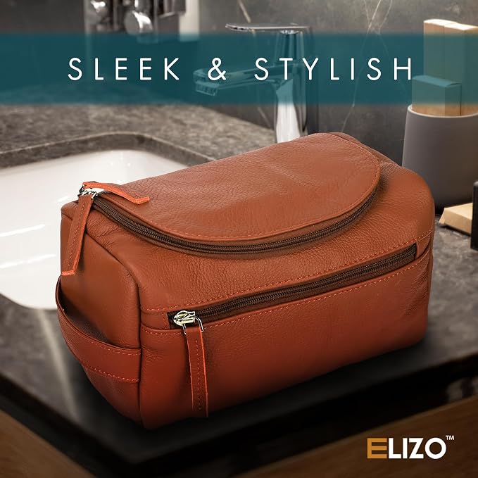 ELIZO Premium REAL Leather Toiletry Bag - Image 8
