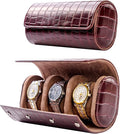 MR.OKAY 3 Watch Travel Case-Classic Leather Watch Case by MR.OKAY