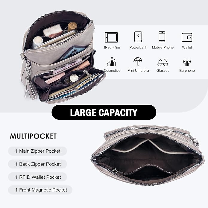 Crossbody Purse for Women, Lightweight Medium Crossbody Bag Soft Leather - Image 5