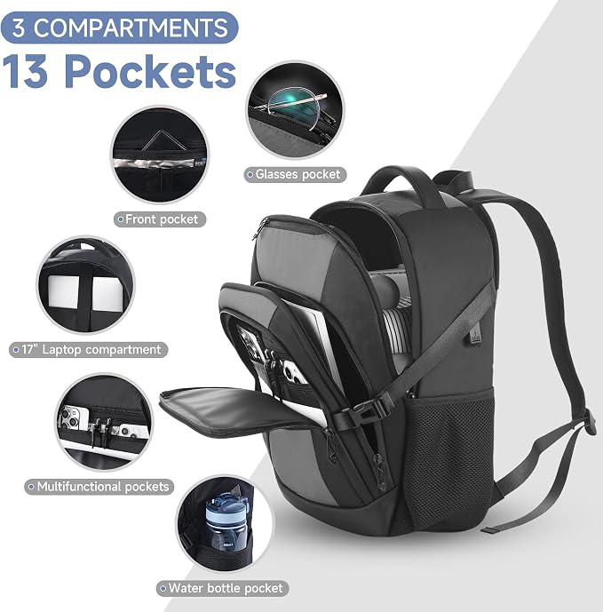 Laptop Backpack for Men Women, Anti-Theft Work Business Daypacks Fit 17 Inch - Image 2