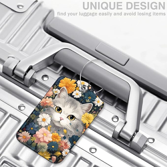 2 Pack Luggage Tags for Suitcases Cute Cat - Image 5