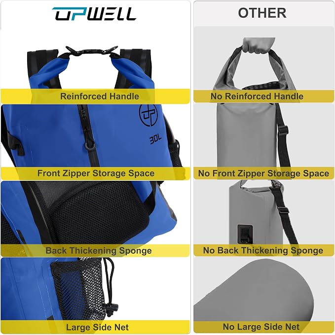 UPWELL 30L Waterproof Dry Bag Boating Backpack - Image 4