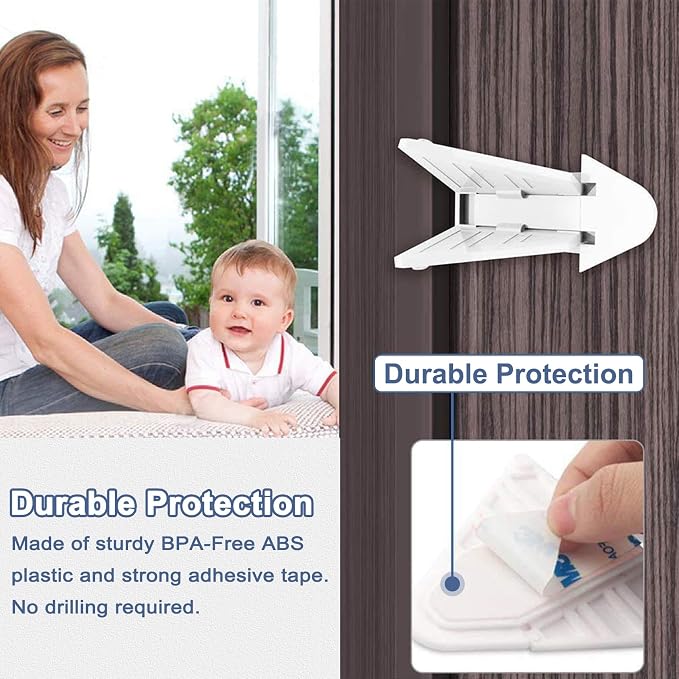 6-Pack Sliding Door Locks for Baby Safety, Viaky Child Cabinet Proofing Strong - Image 3